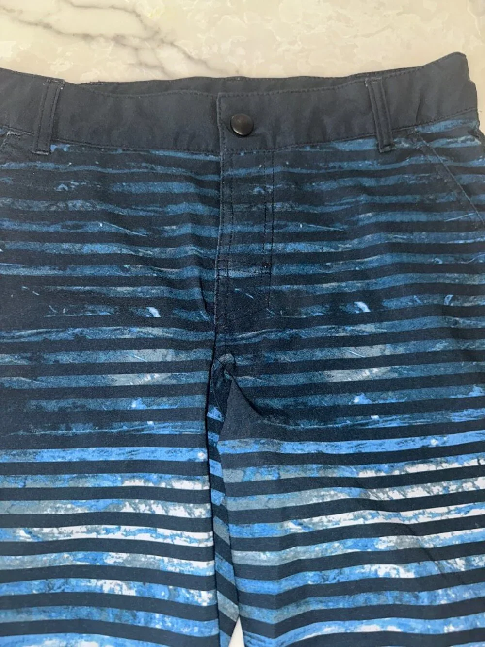 Men's Blue Striped Hybrid Boardshorts
